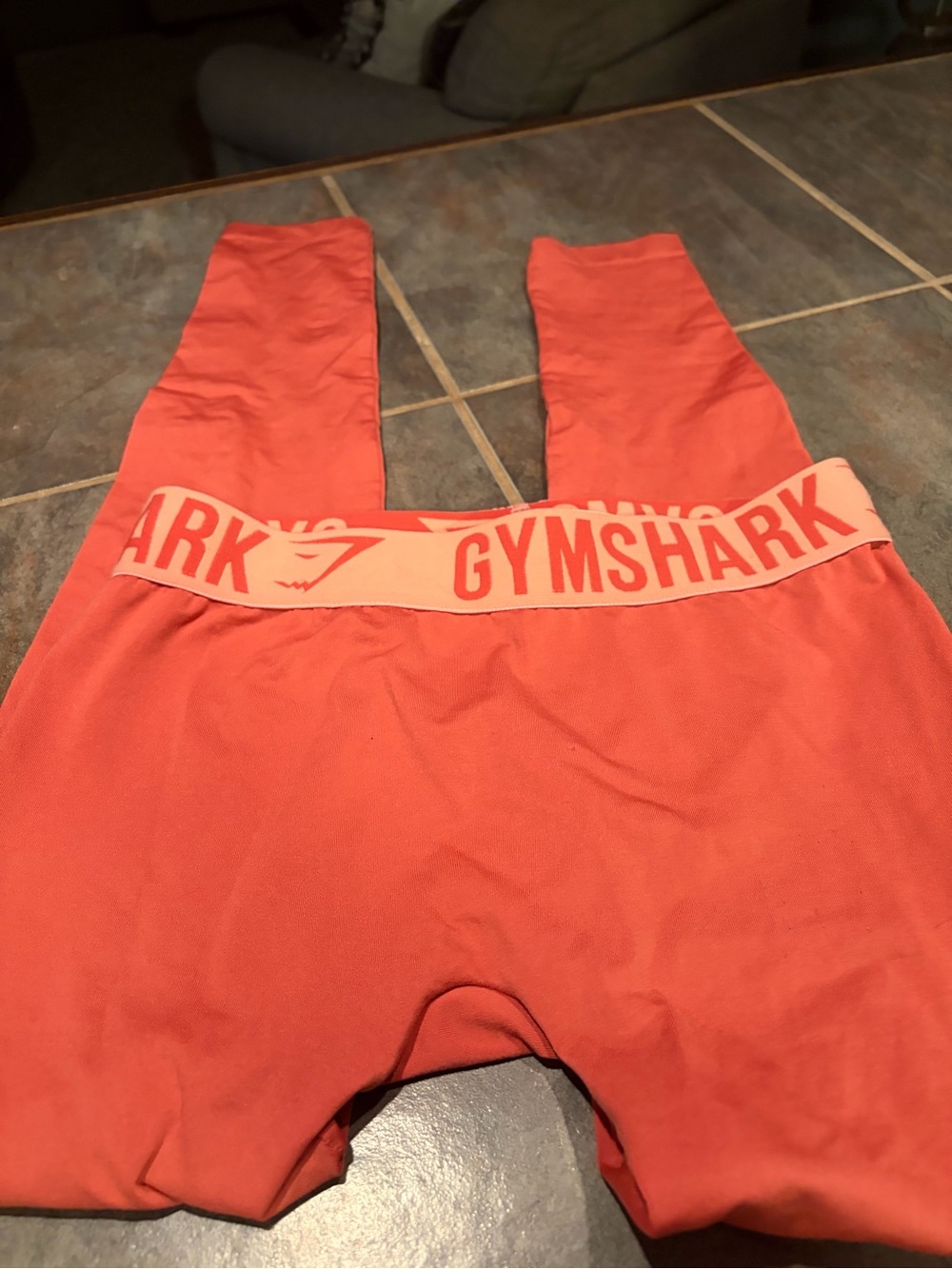 Gymshark Coral Orange High-Waist Leggings with Branded Waistband